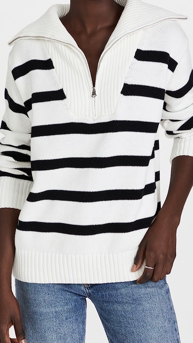 ENGLISH FACTORY Striped Knit Zip Pullover | SHOPBOP | Shopbop