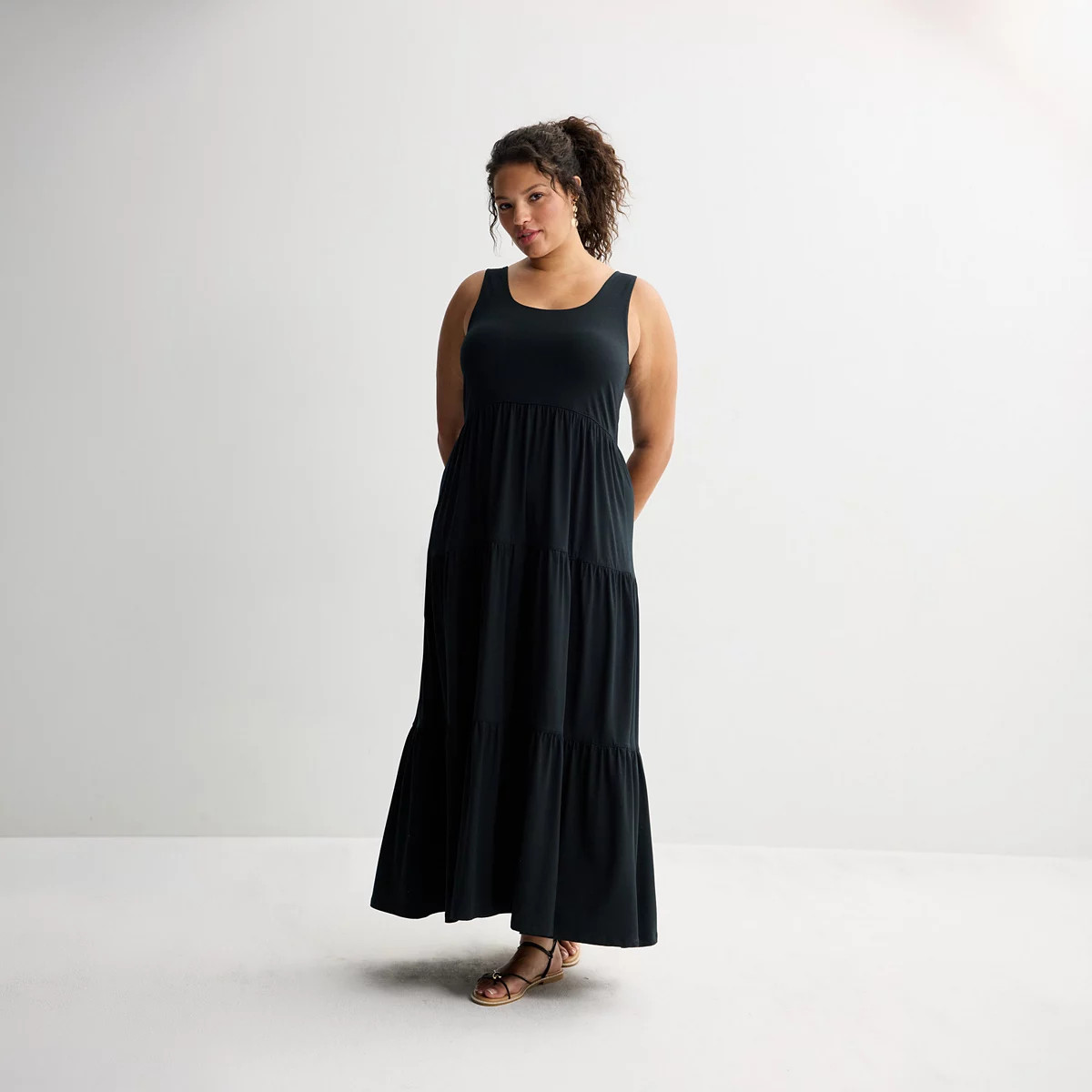 Juniors' Plus Size SO® Tiered Knit Maxi Dress, Girl's, Size: 3XL, Red Gingham | Kohl's