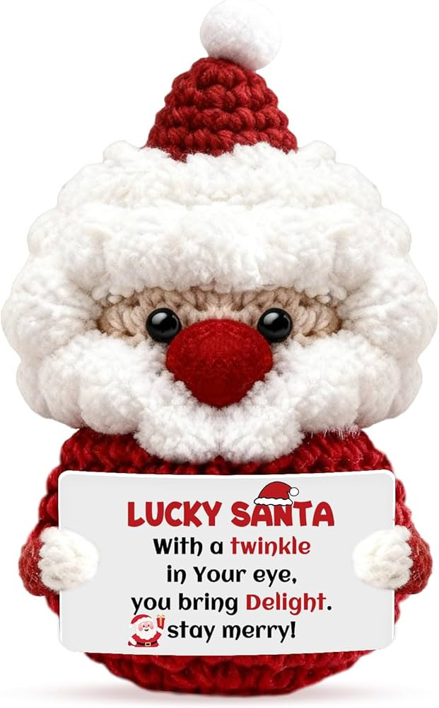 Christmas Stocking Stuffers for Women Men Friend Bestie Handmade Positive Crochet Santa Doll Secr... | Amazon (US)