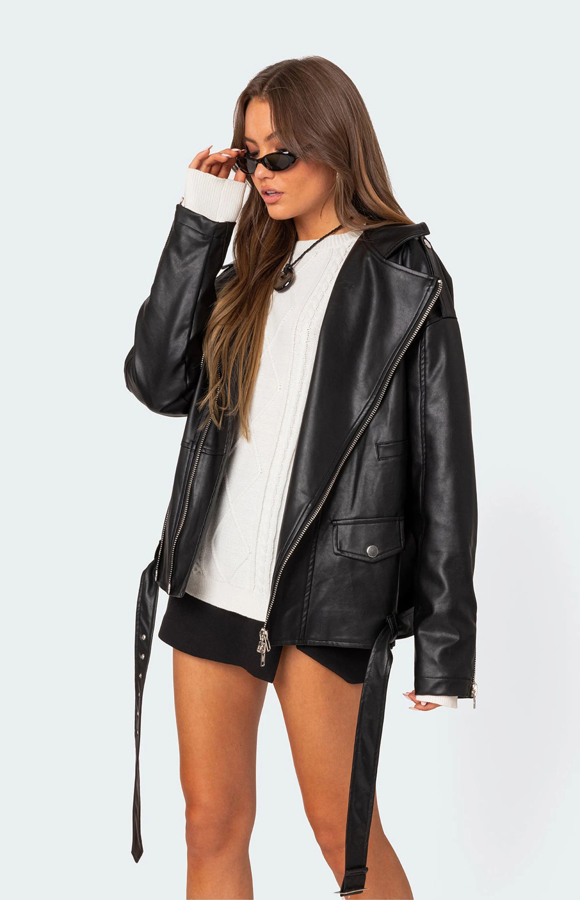 Edikted Wrenley Oversized Faux Leather Jacket | PacSun