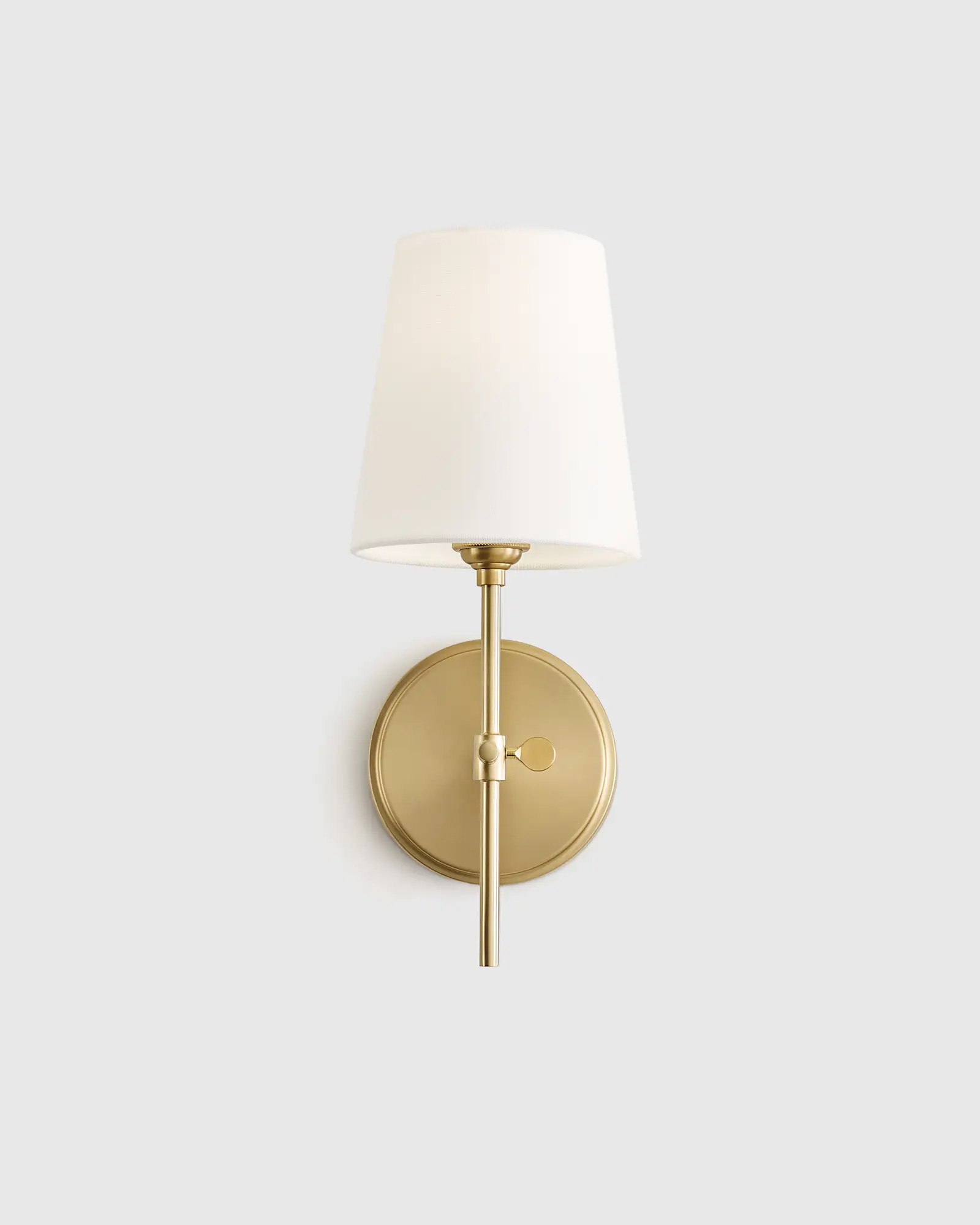 Linear Steel Sconce with Linen Shade in Brass | Quince