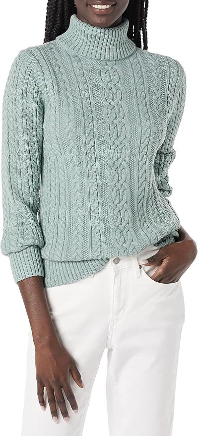 Amazon Essentials Women's Fisherman Cable Turtleneck Sweater (Available in Plus Size) | Amazon (US)