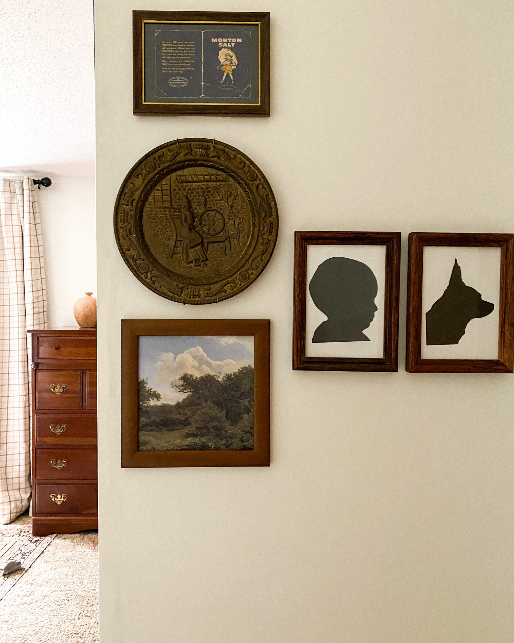 Bedroom is slowly coming together! Loving this “found item” gallery wall at the entry. 

-Silhouettes are a DIY 
-Plate and salt are from my grandmothers house (linked similar)
-Linked the instant download printable antique-looking art 

Home decor. Fall decor. Vintage home decor 

#LTKstyletip #LTKhome