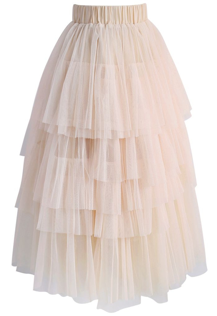 Love Me More Layered Tulle Skirt in Nude Pink | Chicwish