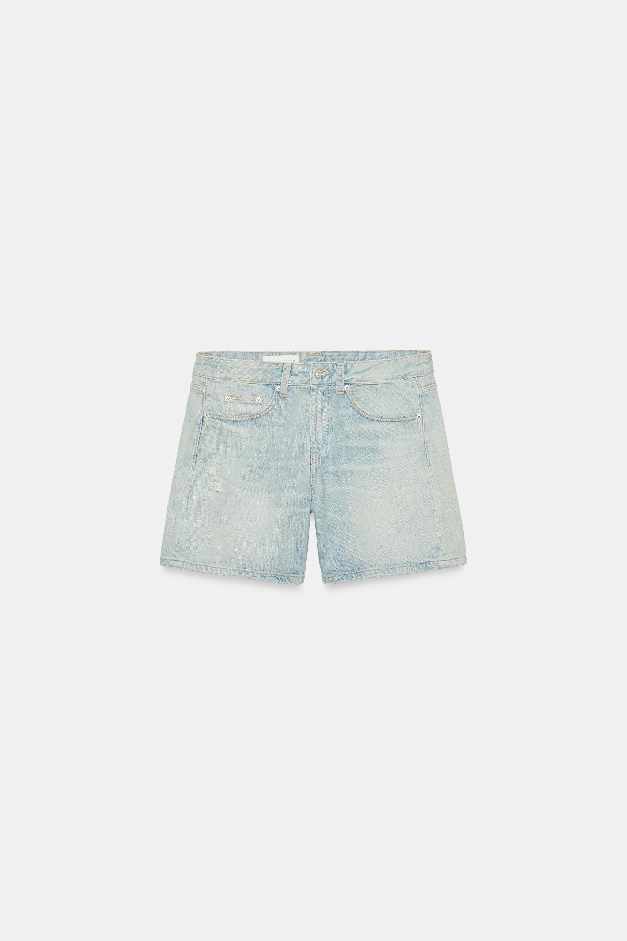 REGULAR FIT MID-WAIST DENIM BERMUDA SHORTS | Zara UK