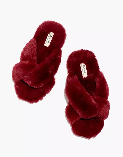 Crisscross Scuff Slippers in Recycled Faux Fur | Madewell