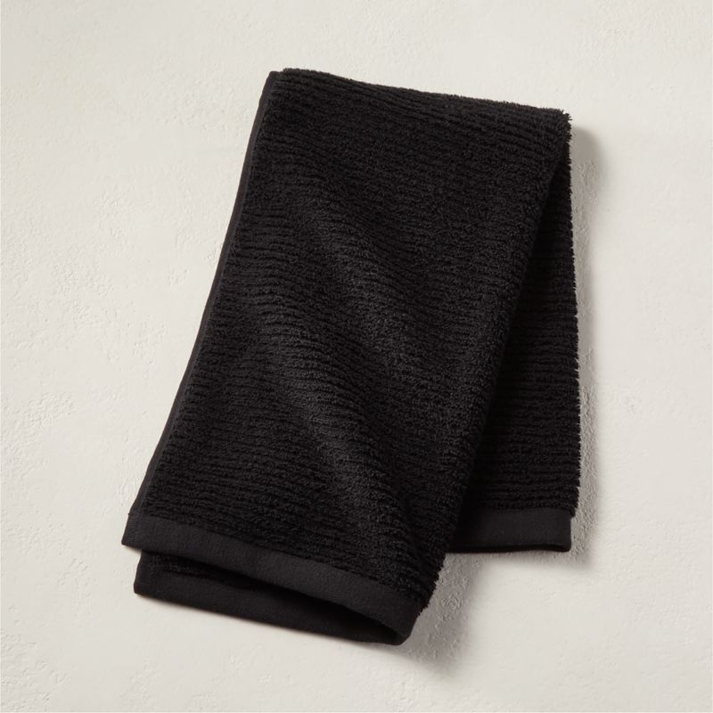 Brooks Ribbed Organic Cotton Black Hand Towel + Reviews | CB2 | CB2