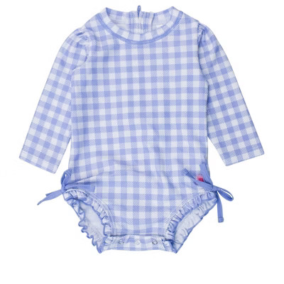 RuffleButts Baby Girls UPF50+ Sun Protected Gingham Long Sleeve One Piece Rash Guard | Target