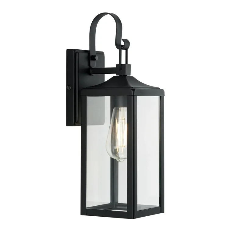 Better Homes & Gardens Matte Black Traditional One-Light Outdoor Wall Lantern | Walmart (US)