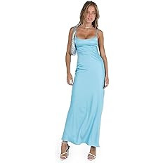 Princess Polly Ravia Blue Floral Satin Open Back Slip Maxi Dress | Amazon (US)
