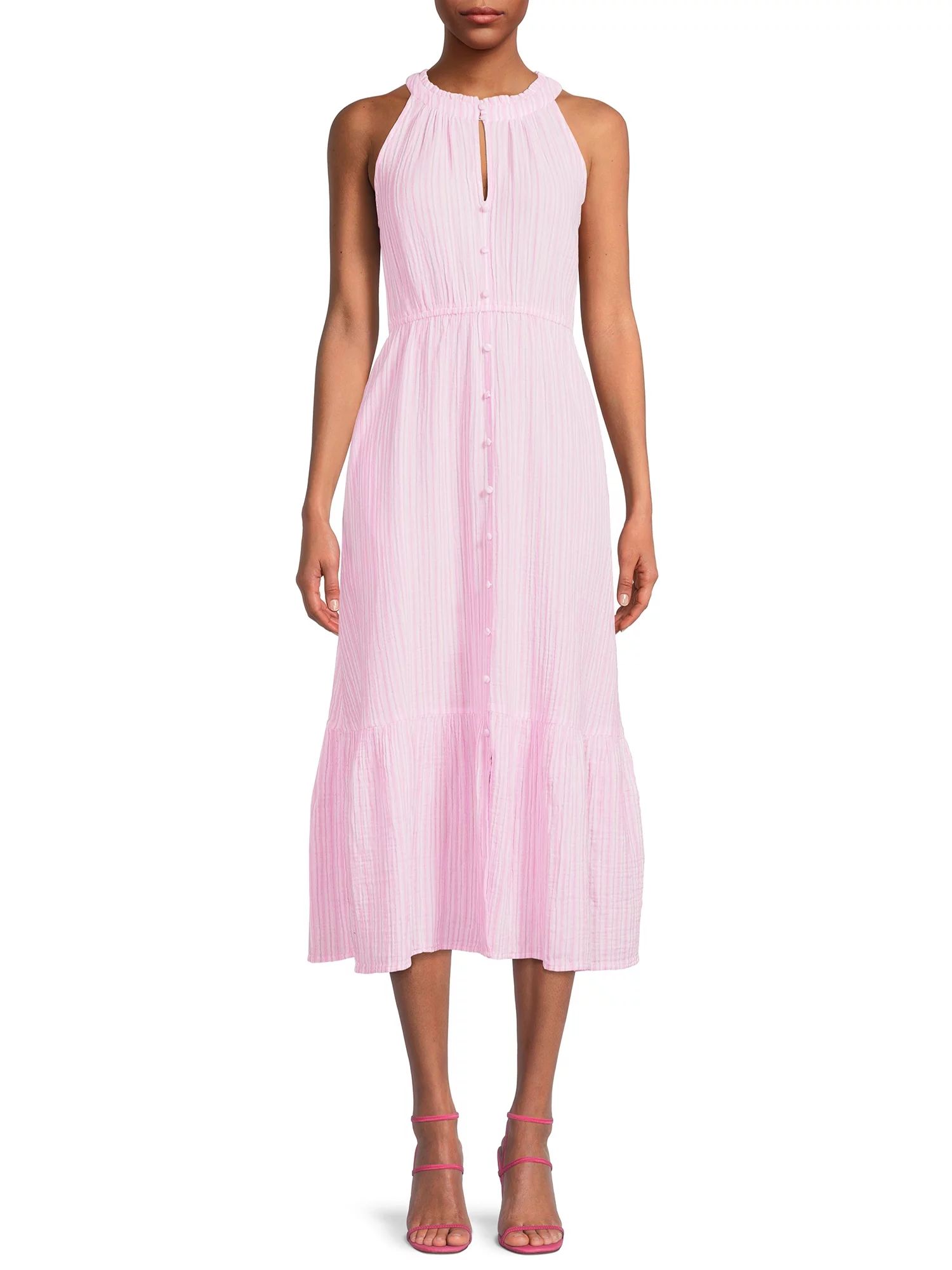 Time and Tru Women's Sleeveless Tiered Midi Dress - Walmart.com | Walmart (US)