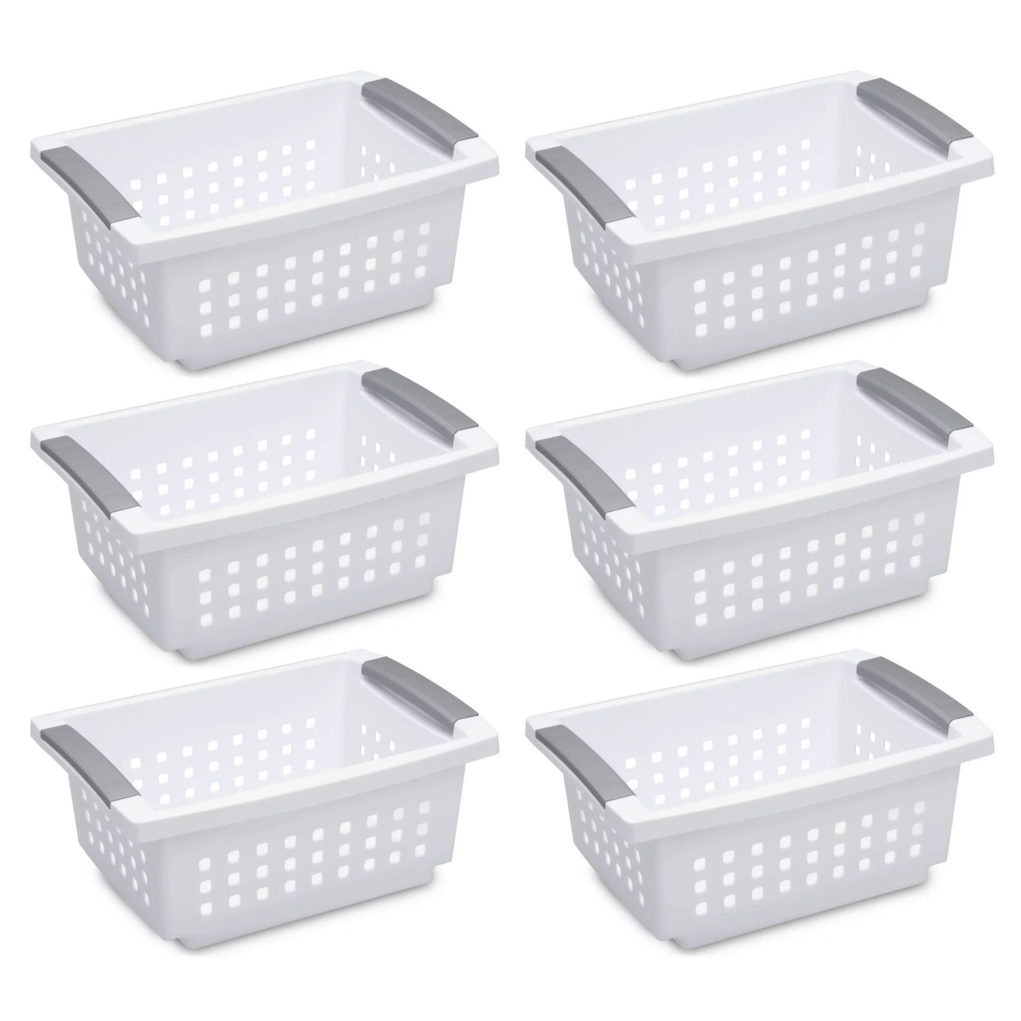 Sterilite 16608008 Small Stacking Basket with Titanium Accents, White (8 Pack) | Walmart (US)