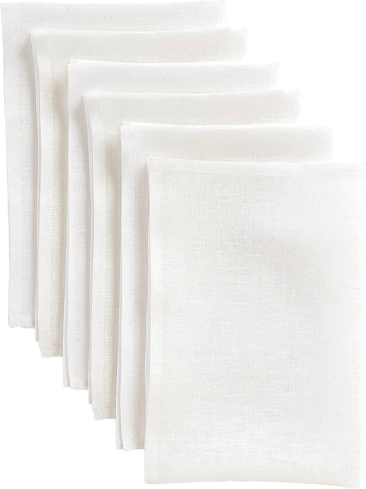 Solino Home White Linen Napkins 20 x 20 Inch – 100% Pure Linen Christmas Dinner Napkins Set of ... | Amazon (US)