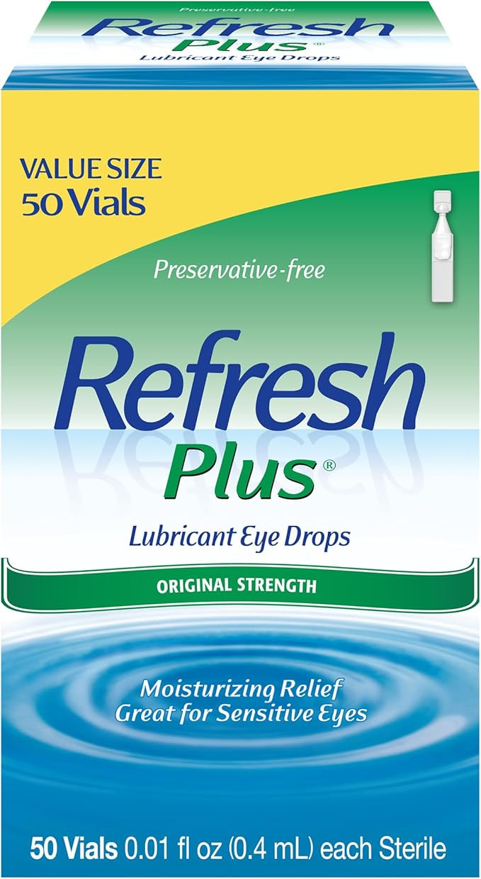 Refresh Plus Lubricant Eye Drops, Preservative-Free, 0.01 Fl Oz Single-Use Containers, 50 Count, ... | Amazon (US)