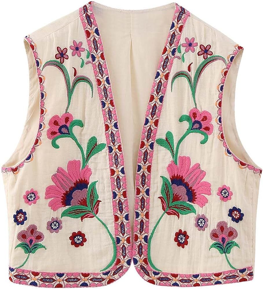Visit the Yimoon Store 4.8  7
Yimoon Women's Vintage Floral Embroidered Vest Boho Casual Open Front  | Amazon (US)