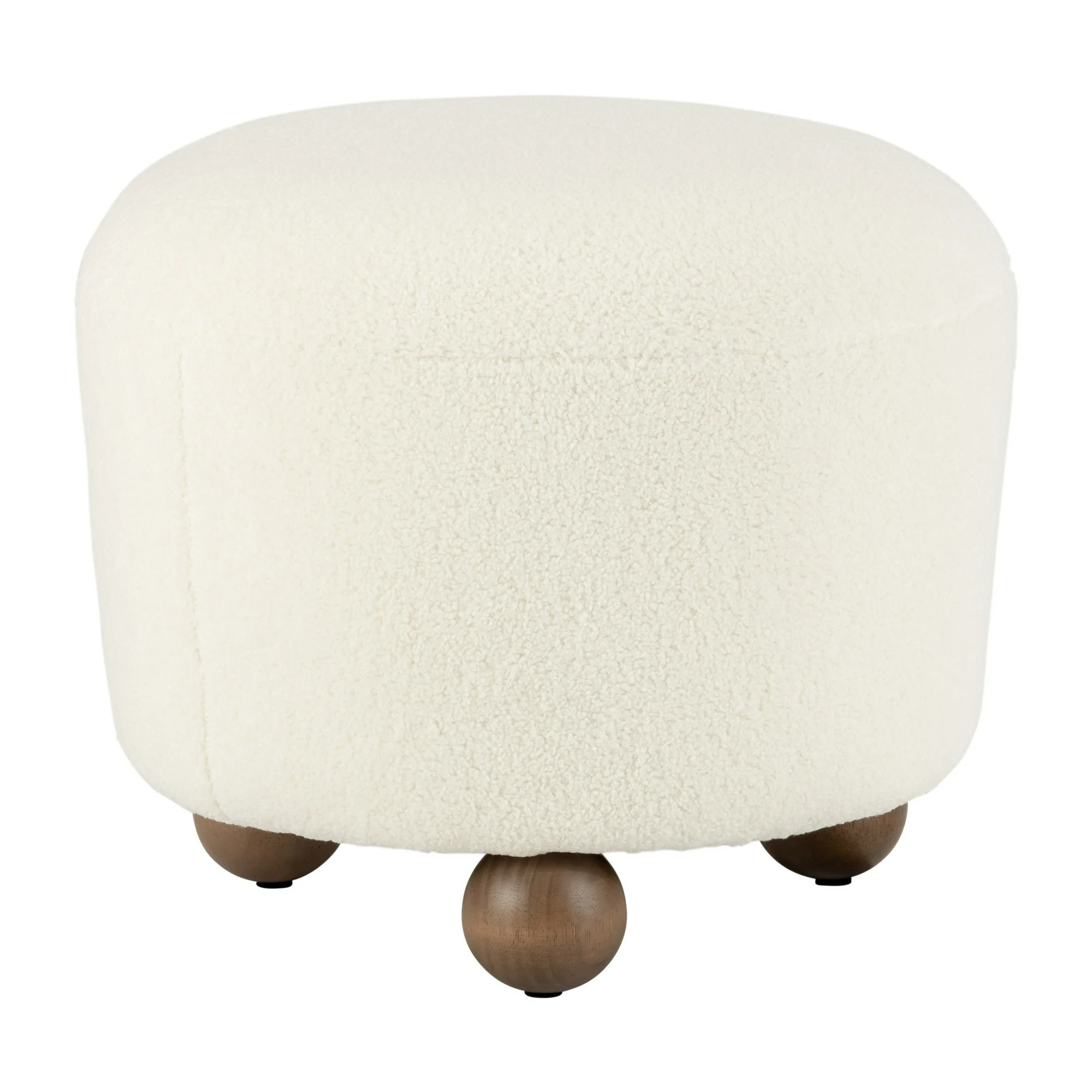 Sagebrook Home Chic Rubber Wood Round Ottoman With Non-Woven Fabric | Walmart (US)