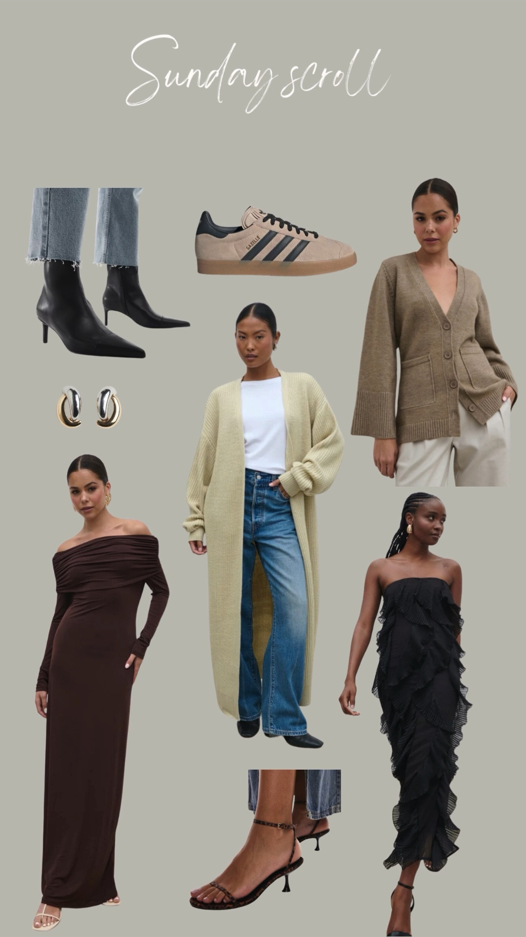 My ‘Sunday scroll’ favourites
See what’s caught my eye whilst browsing online
29.09.24

Evening dresses, autumn knitwear, adidas gazelles, pointed heeled ankle boots


#LTKeurope #LTKuk #LTKautumn