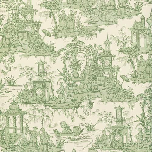 Lee Jofa Pagoda Toile Paper Green Wallpaper | DecoratorsBest