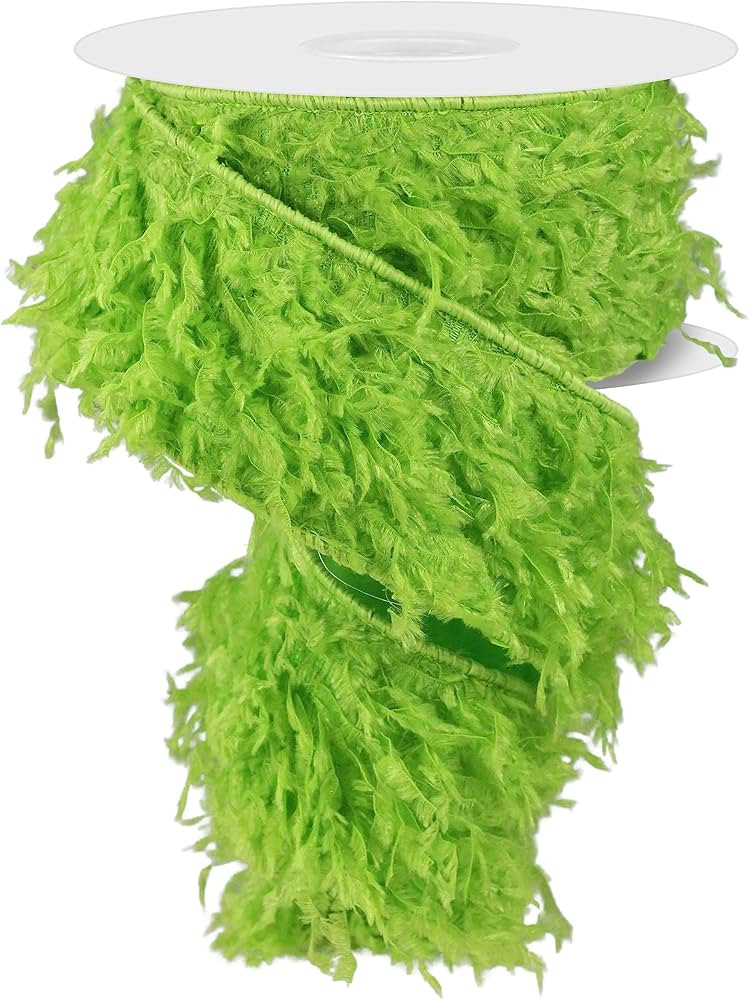 Wired Faux Feather Furry Monster Ribbon for Christmas Holiday Decorations, Floral Arrangements, T... | Amazon (US)