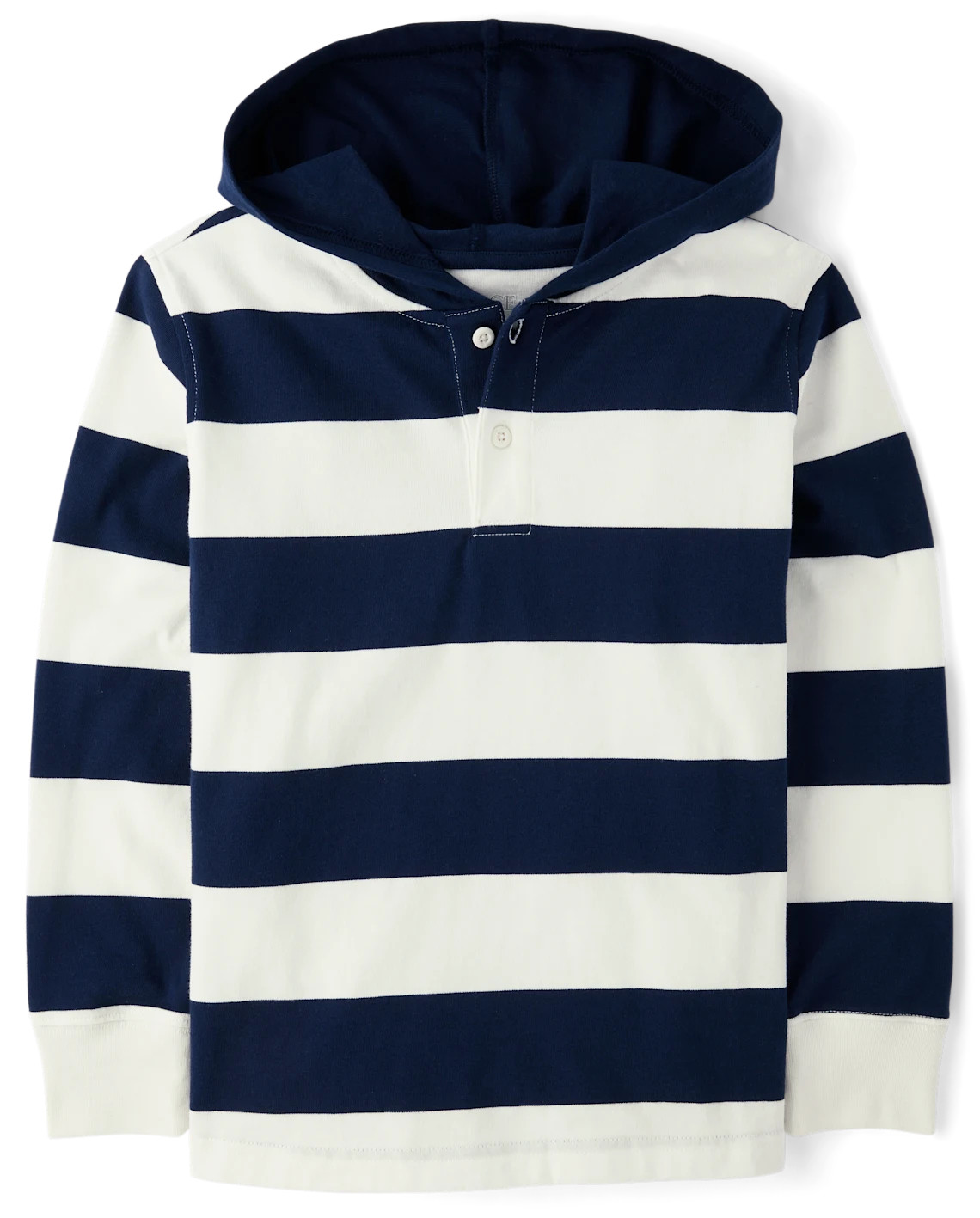 Boys Striped Rugby Hooded Top - blue | The Children's Place