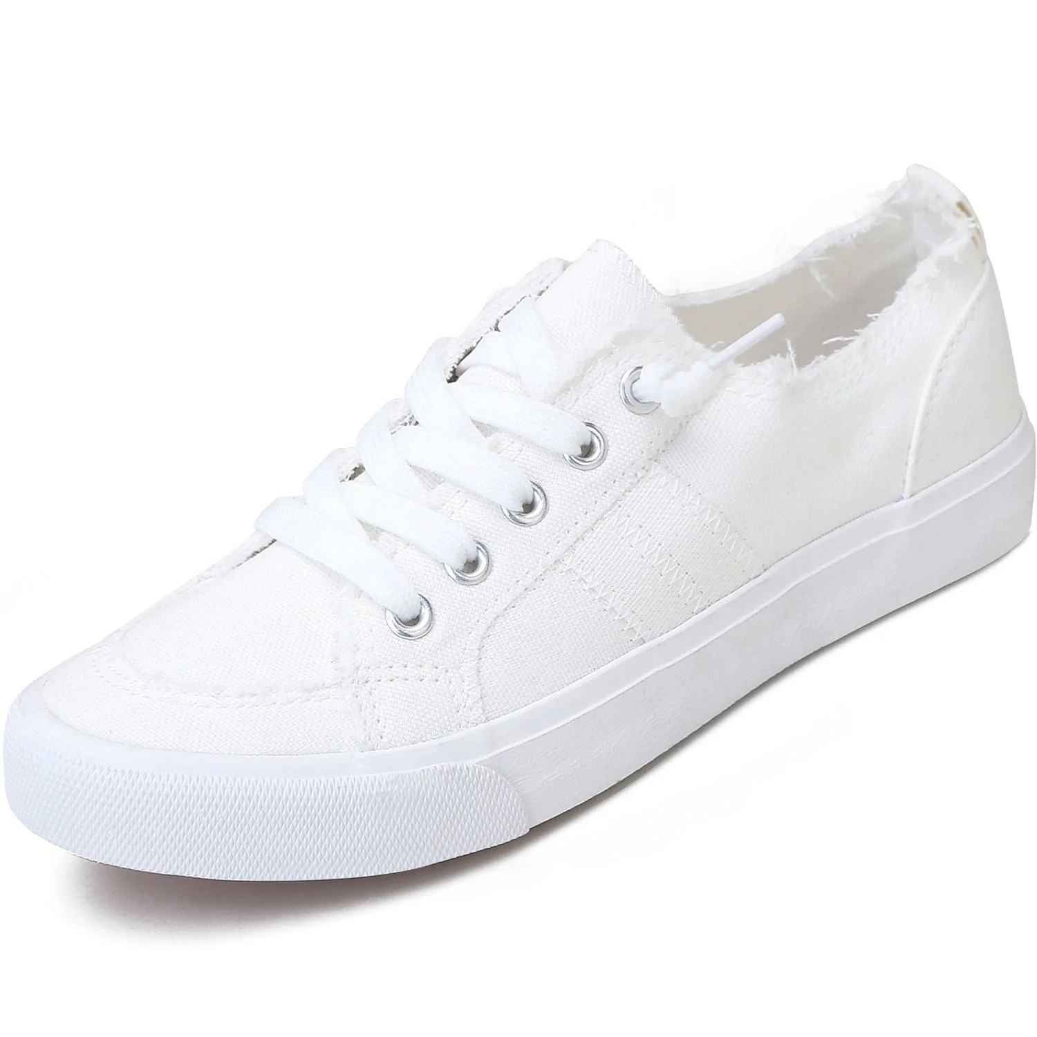 Obtaom Women's Play Fashion Sneaker White Comfortable Walking Shoes Canvas Slip on Shoes(White US... | Walmart (US)
