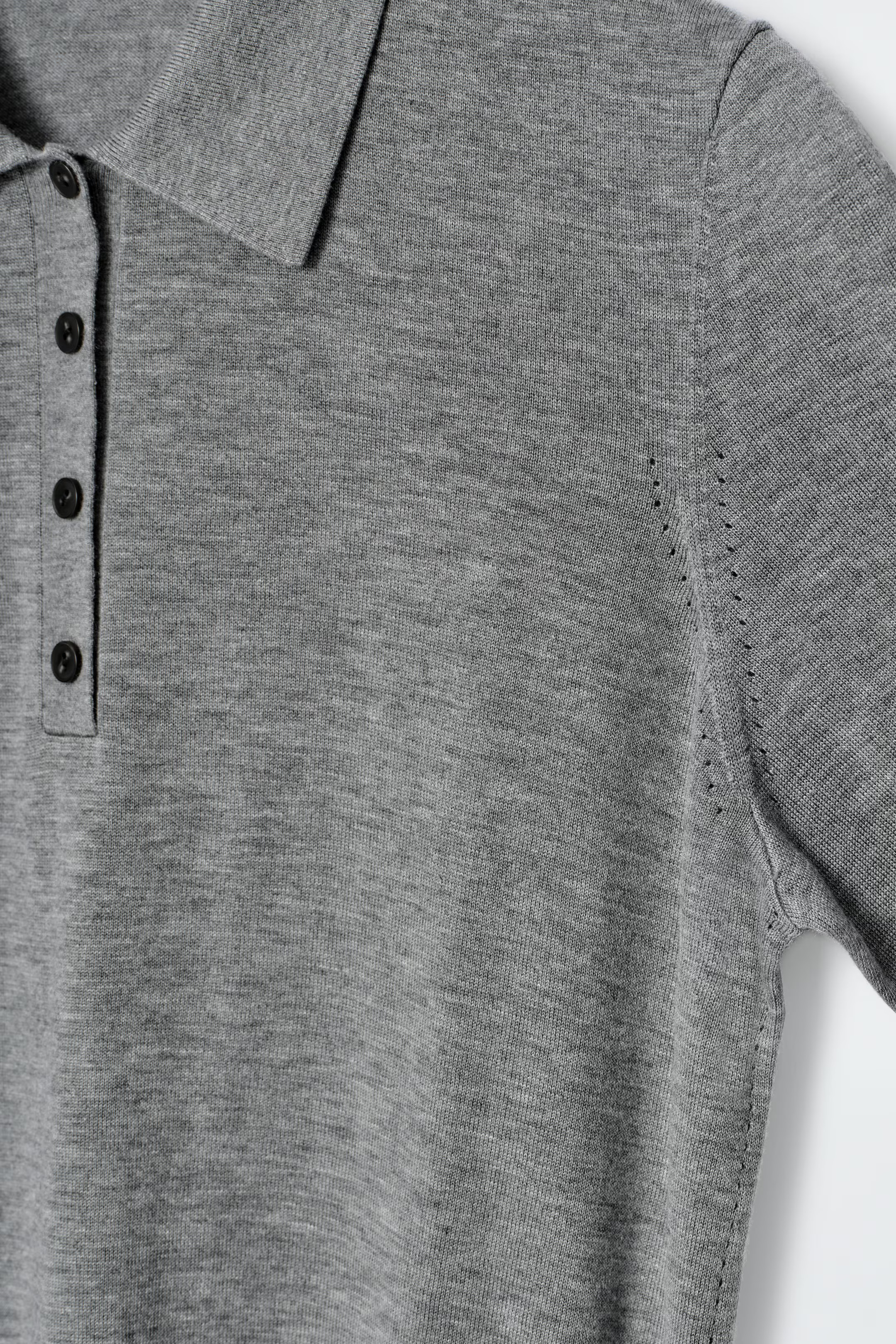 MERINO WOOL-BLEND POLO SHIRT - GREY MÉLANGE | COS UK