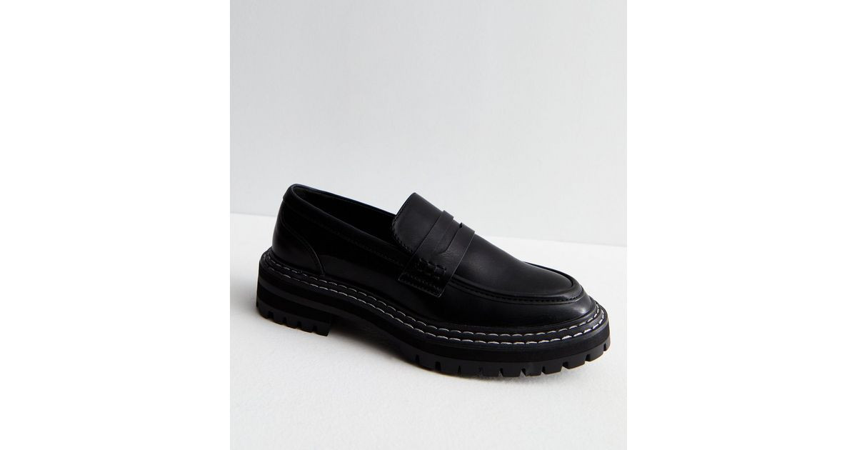 ONLY Black Leather-Look Chunky Loafers | New Look | New Look (UK)