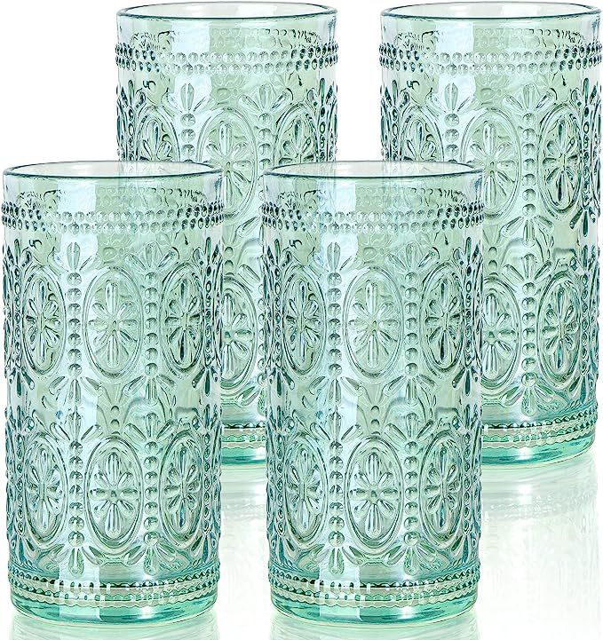 abrwyy Green Drinking Glasses Set of 4, Vintage Drinking Glasses, Colored Glassware Drinking, Hig... | Amazon (US)