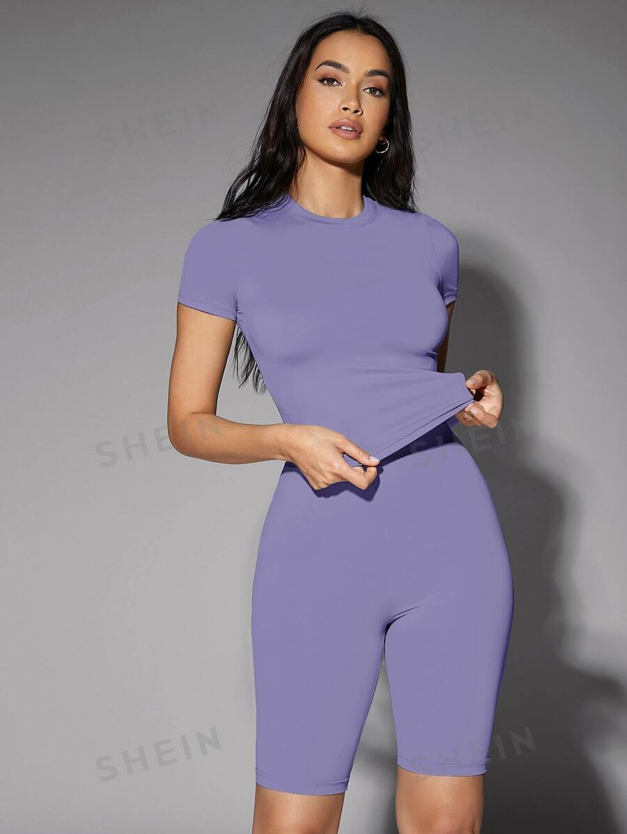 SHEIN BAE Solid Fitted Tee | SHEIN