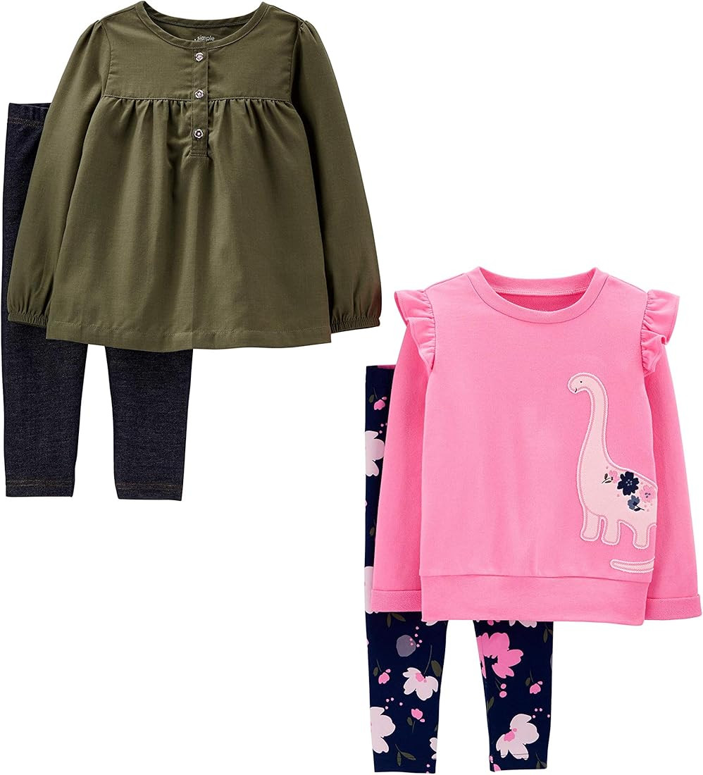 Simple Joys by Carter's Toddlers and Baby Girls' 4-Piece Long-Sleeve Shirts and Pants Playwear Se... | Amazon (US)