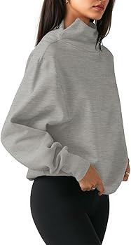 Fisoew Women's Oversized Turtleneck Sweatshirt Long Sleeve Pullover Casual Tops | Amazon (US)