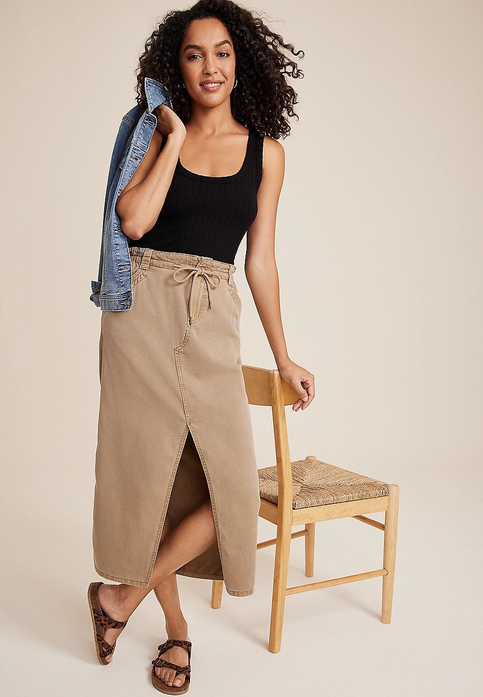 High Rise Utility Maxi Skirt | Maurices