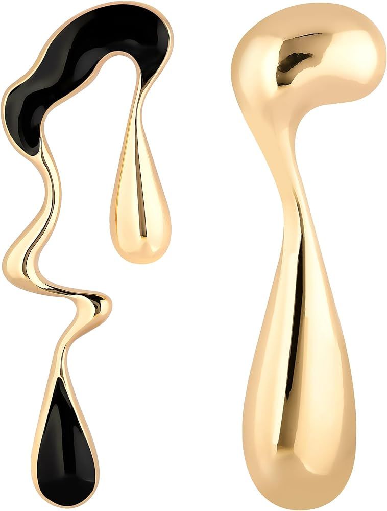 Mismatched Earrings, Melting Liquid Asymmetrical Drop Earrings, Designer Dangle Earrings for Wome... | Amazon (US)