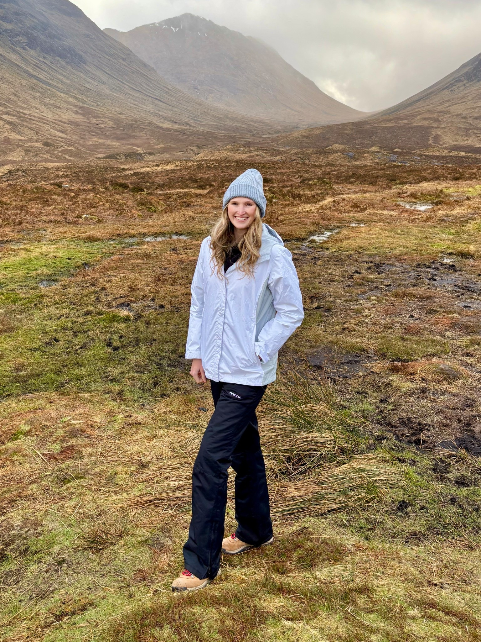 Active cold weather hiking outfit. Affordable black long sleeve, waterproof tall inseam insulated snow pants, comfortable hiking boots great for beginners, white rain jacket 

#LTKTravel #LTKActive