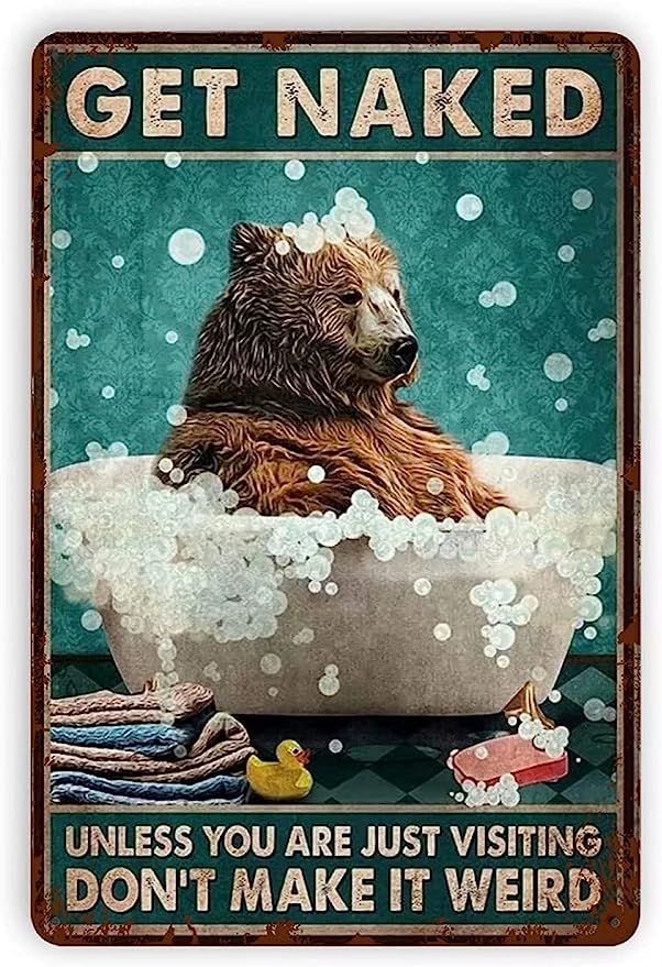 Cabenrm Bear Bath Metal Tin Retro Sign Metal Poster, Bear Metal Poster, Funny Bathroom Wall Art, ... | Amazon (US)