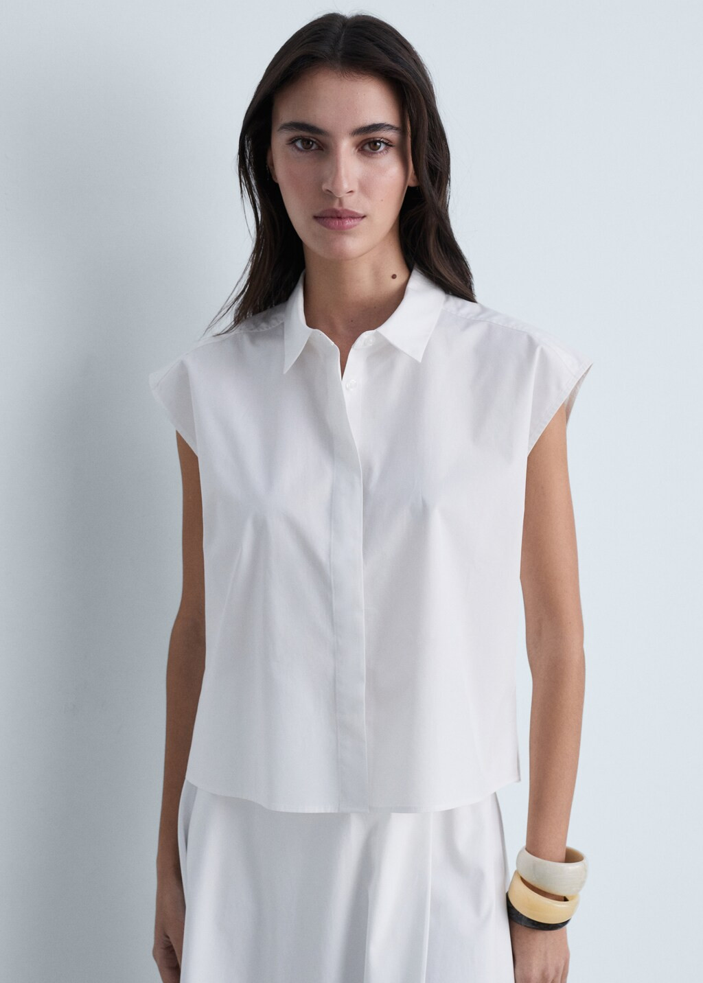 Sleeveless poplin shirt | Mango (US/MX/AU)
