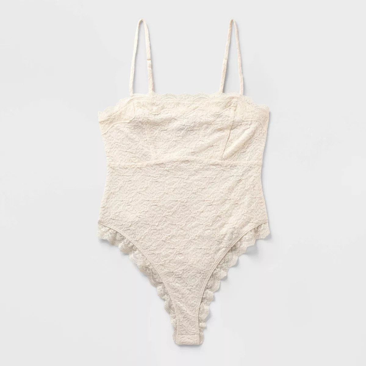 Women's Lace Trim Bodysuit - Wild Fable™ Sand M | Target