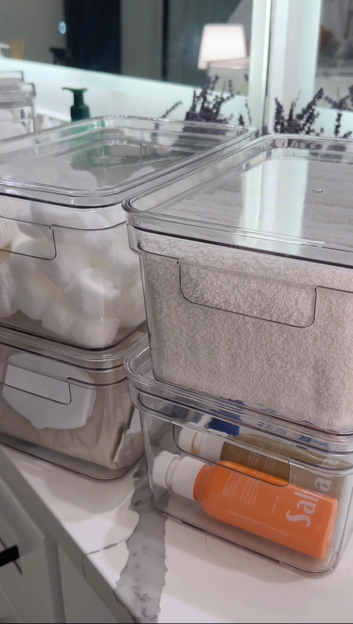 Love how these clear acrylic organization bins keep my space tidy while showing me what I have 🙌🏽

Bathroom organization, organization, spring cleaning, organized home, home organization, storage solutions 

#LTKHome