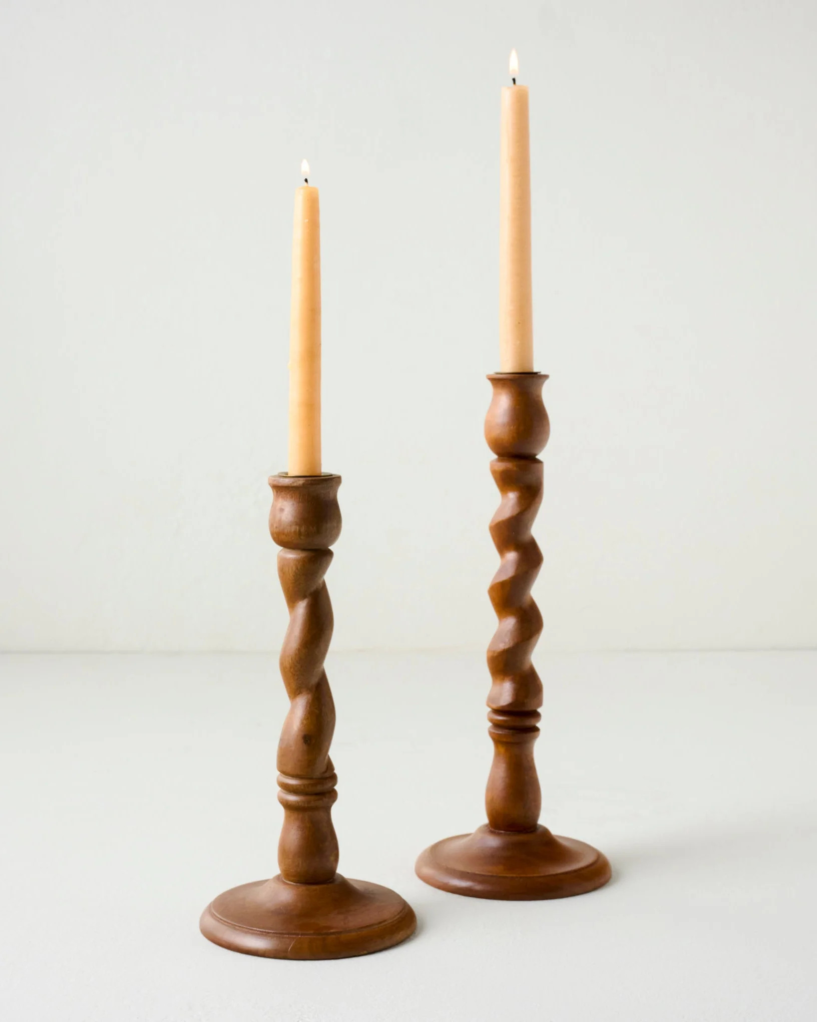 Wooden Barley Twist Taper Holder | Magnolia