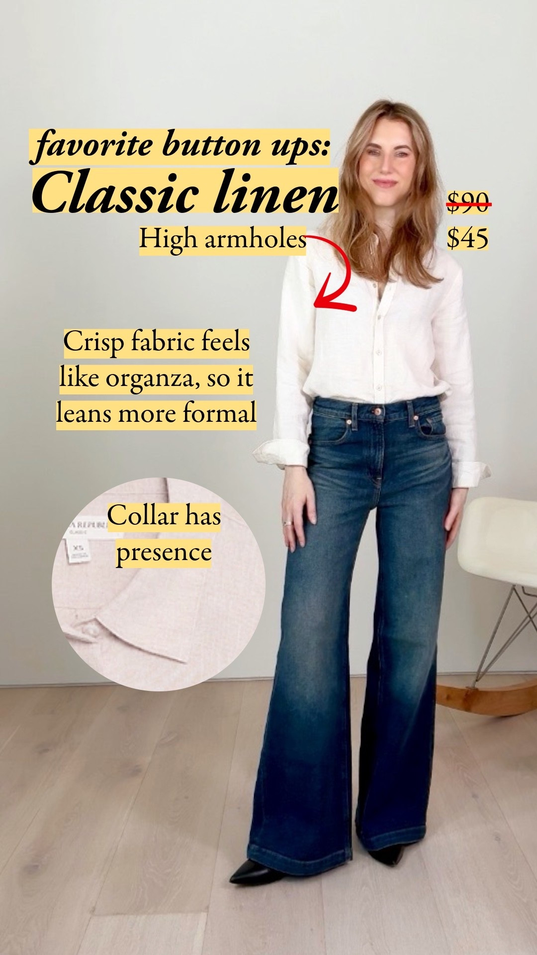 My favorite linen button up is Banana Republic's for the fit and the crisp fabric. J.Crew's Baird McNutt Irish linen is softer and has a drapier flow, I also love that one. I'm wearing Gap jeans in a wash that's OOS, but their new washes are great, too. They look a lot like Khaite's Dane jeans ($580), and the measurements are almost identical. I'm in 2.5" heels, and I'm 5'7".

#LTKootd #LTKSeasonal