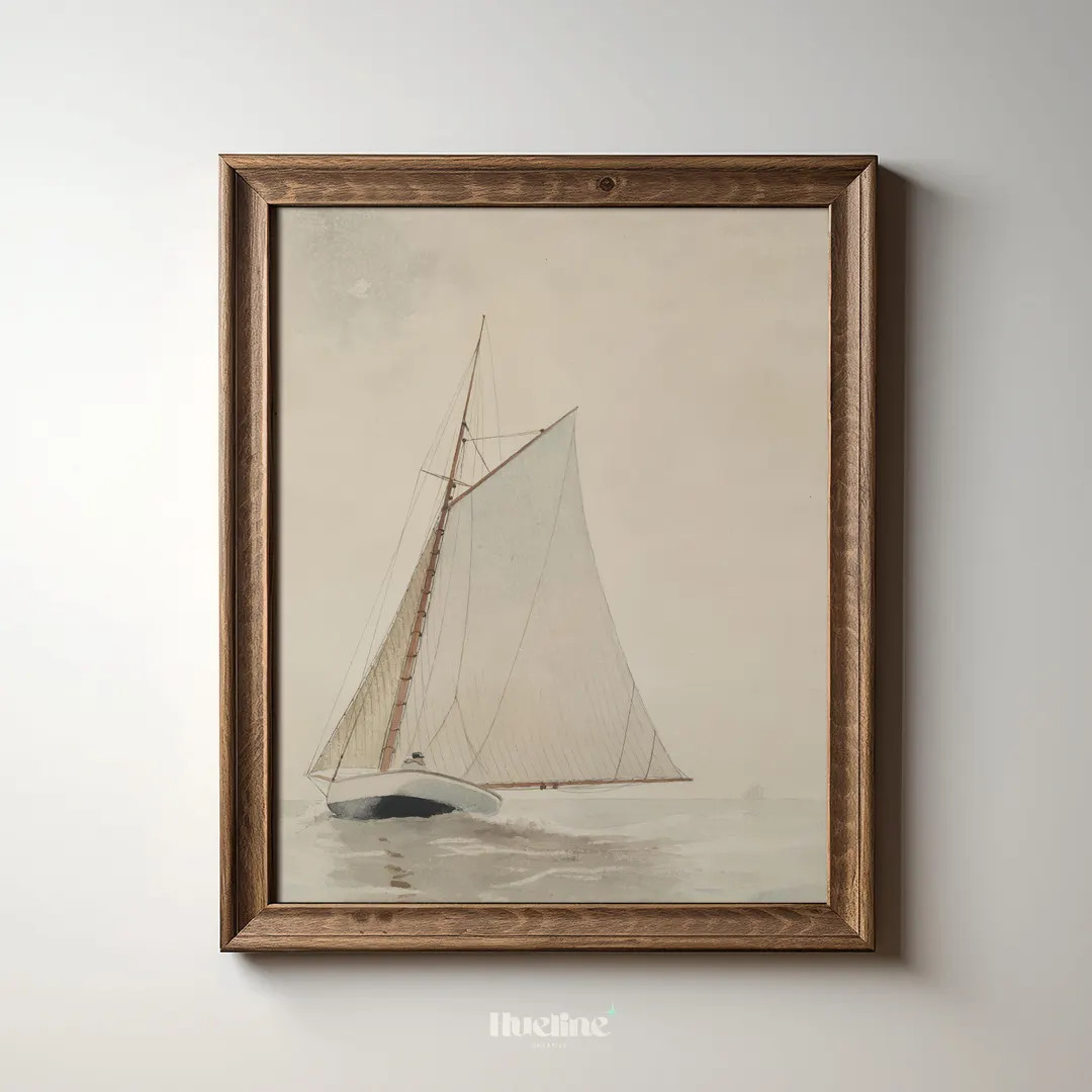 Vintage Sailboat Wall Art Print: Minimalist Nautical Coastal Decor L1064 - Etsy | Etsy (Global)