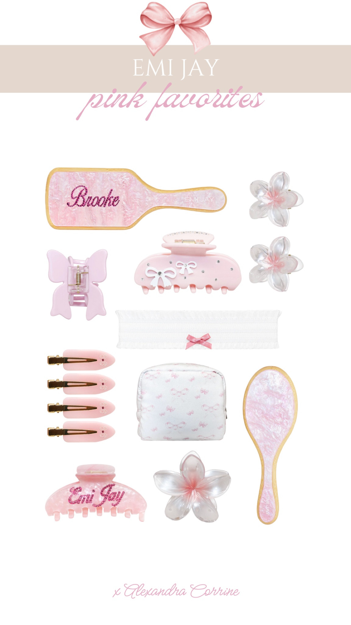 Emi Jay favorites 🎀

Claw clip, trendy, trending, viral, coquette, personalized, hair accessories, hair clips, hair brush, headband, summer, girly girl, pink Pilates princess 

#LTKFindsUnder100