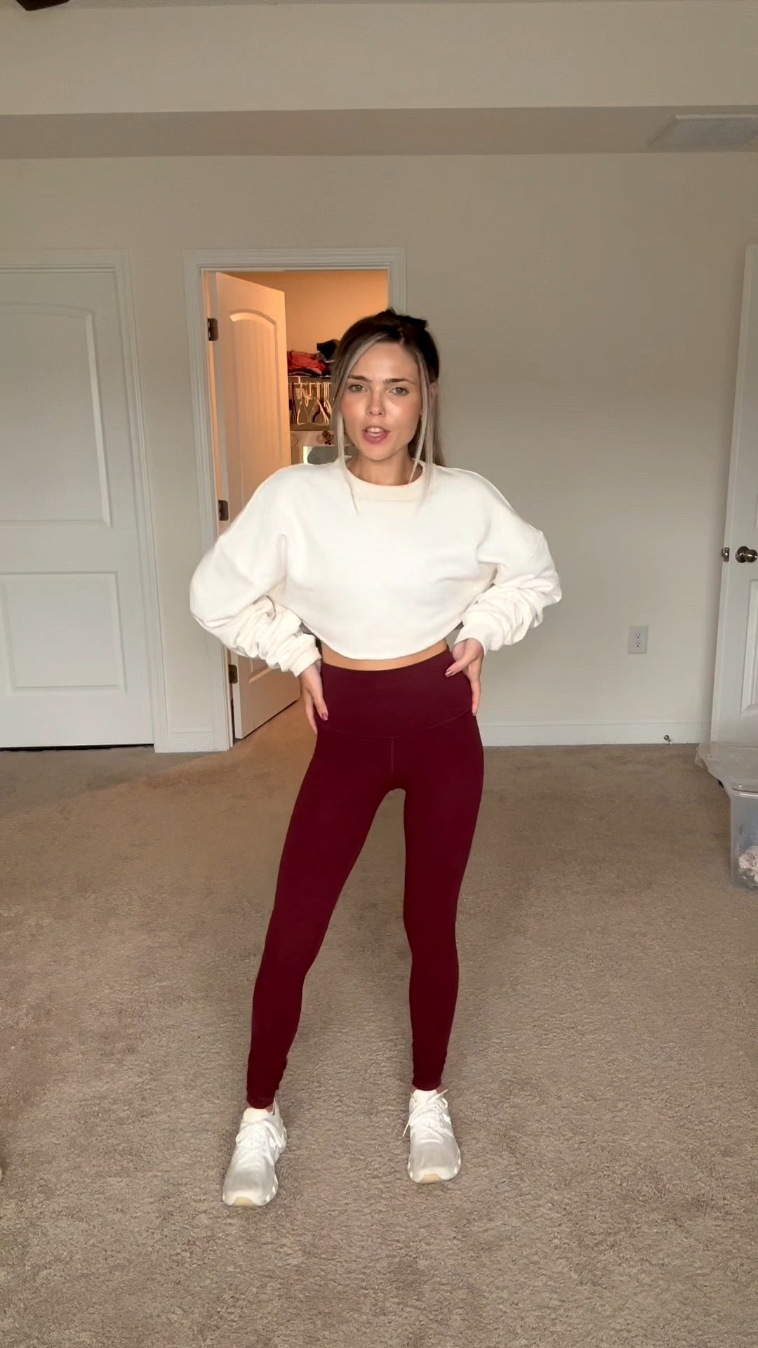 ✨ Travel day uniform ✨ Cozy yet cute in my Lululemon Align set, layered with an Alo cropped crew + gold accents. Toddler’s in his Carhartt sweats, and of course our pink suitcase came along. The perfect comfy airport style for moms on the go. 🧳

Crew: Size Small
Leggings: Size 2
Bra: Size 2

#LTKTravel #LTKStyleTip #LTKActive