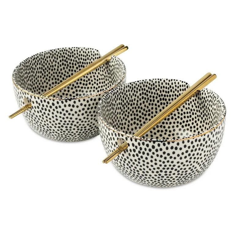 Thyme & Table Dot Collection, 2 Pack Ramen Bowl Set with Chopsticks | Walmart (US)