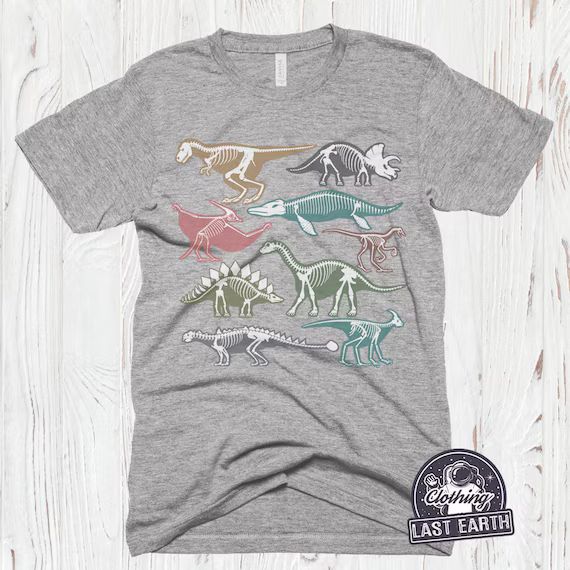 Dinosaur TShirt Vintage Bones Shirt Mens Womens Kids Clothing Prehistoric Graphic Tee Gifts | Etsy (US)