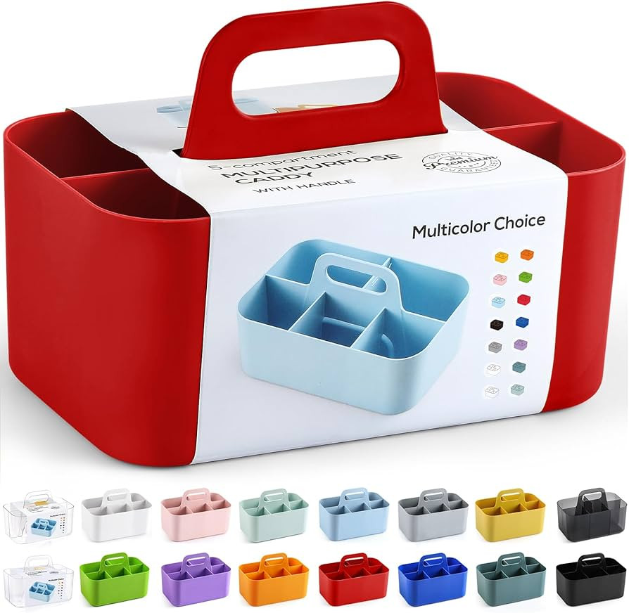 Multiuse Caddy Organizer with Handle - Stackable Plastic Tote Bin - Art Craft Supplies, Office, D... | Amazon (US)