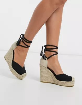 RAID Dorian ankle tie espadrilles in black canvas | ASOS (Global)