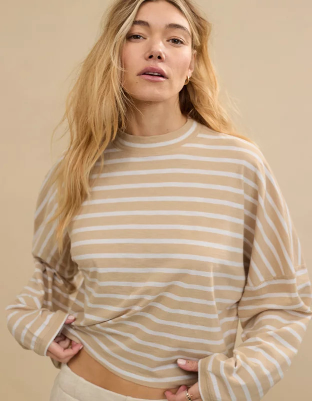 Aerie Cozy Long Sleeve Mockneck T-Shirt | Aerie