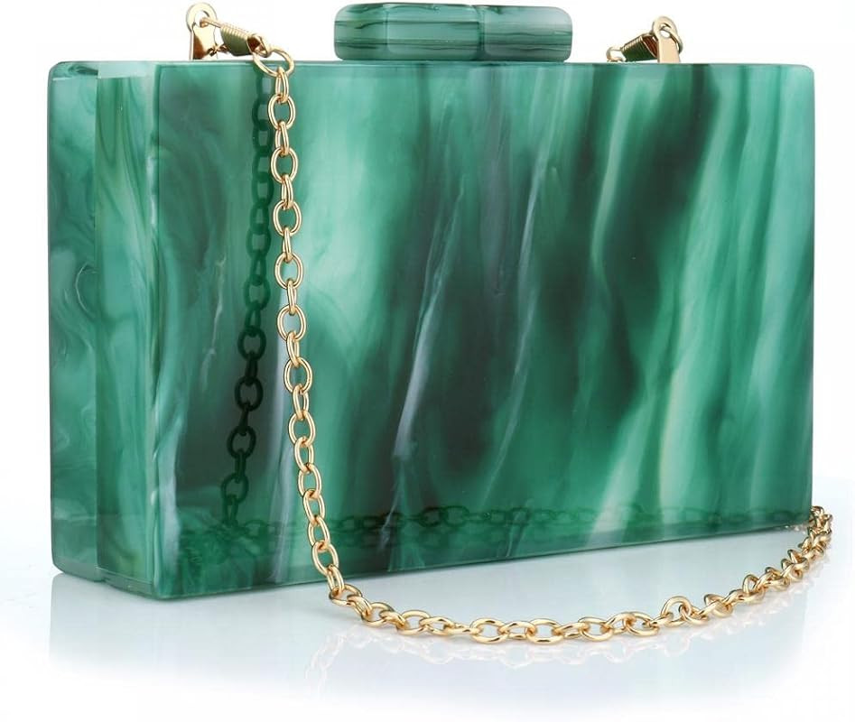 Acrylic Handbags for Women Malachite Green Acrylic Evening Bag Unique Square Bag for Lady Evening... | Amazon (US)