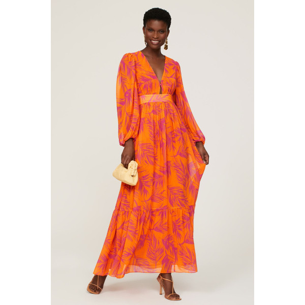 Toccin X RTR Palm Print Maxi orange-pink-print | Rent the Runway